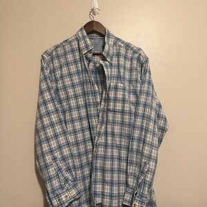LL Bean Mens Long Sleeve Plaid Button Down Shirt Size L Tall Cotton Normcore VTG